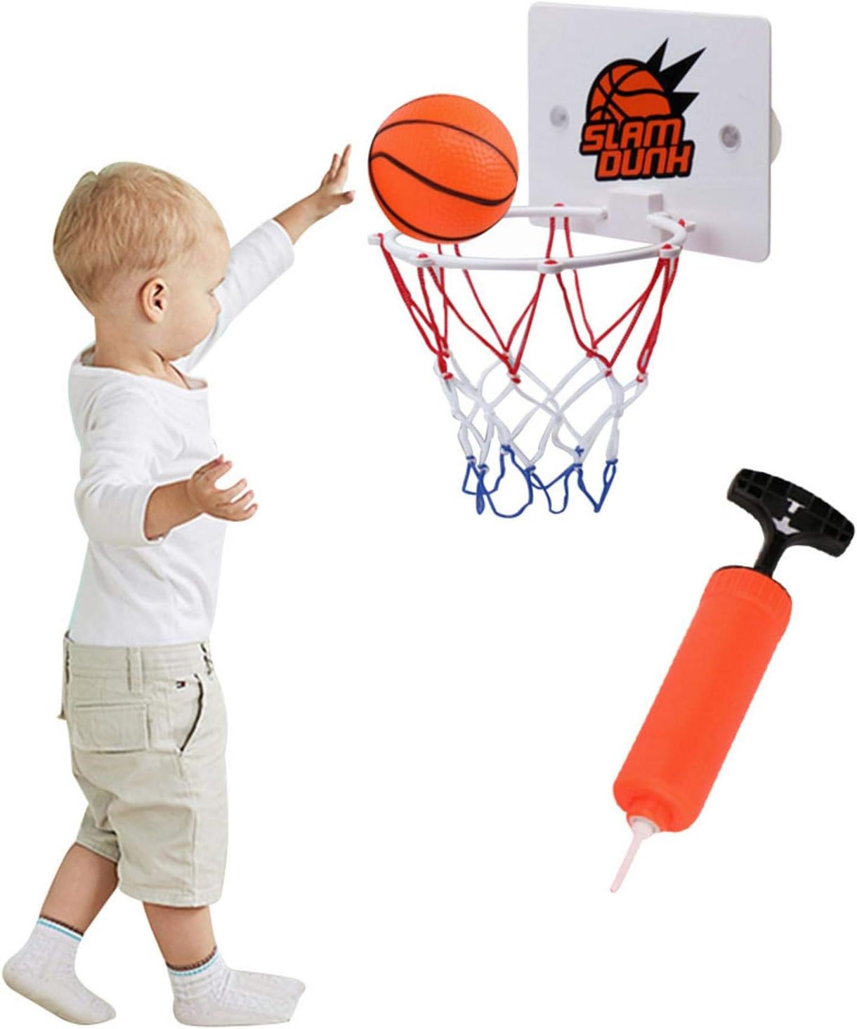 Applyvt Mini Basketball Set Indoor, Wall Mounted Kids Basketball Set W/ the Suction Cup, Adjustable Height Wall Basketball Hoop Outdoor,With Ball & Pump, Mobile Basketball Hoopgirls Boys Teens