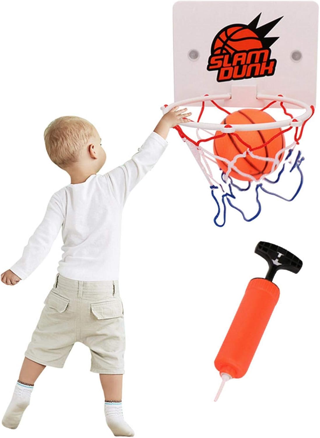 Applyvt Mini Basketball Set Indoor, Wall Mounted Kids Basketball Set W/ the Suction Cup, Adjustable Height Wall Basketball Hoop Outdoor,With Ball & Pump, Mobile Basketball Hoopgirls Boys Teens